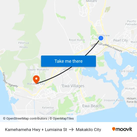 Kamehameha Hwy + Lumiaina St to Makakilo City map
