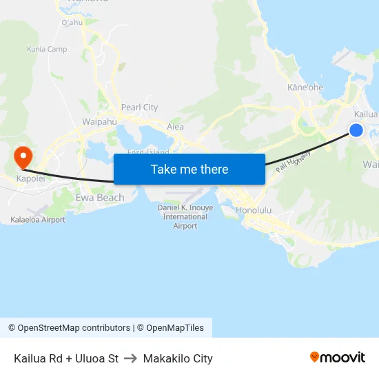 Kailua Rd + Uluoa St to Makakilo City map