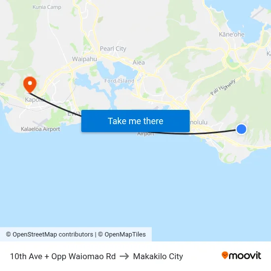 10th Ave + Opp Waiomao Rd to Makakilo City map