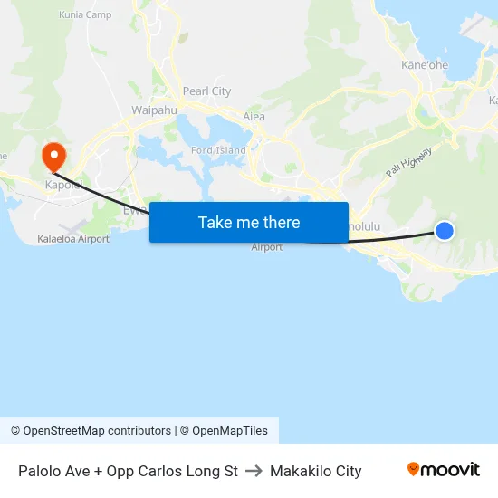 Palolo Ave + Opp Carlos Long St to Makakilo City map