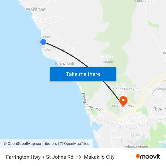 Farrington Hwy + St Johns Rd to Makakilo City map