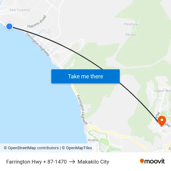 Farrington Hwy + 87-1470 to Makakilo City map