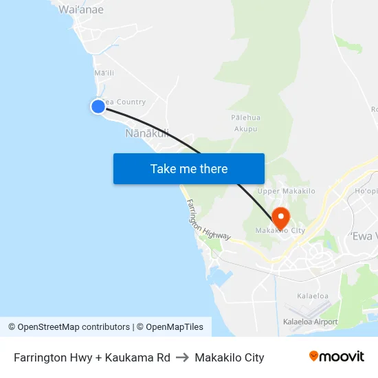 Farrington Hwy + Kaukama Rd to Makakilo City map