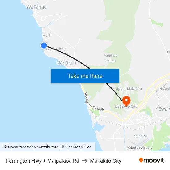Farrington Hwy + Maipalaoa Rd to Makakilo City map