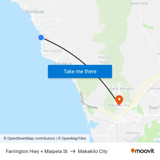 Farrington Hwy + Maipela St to Makakilo City map