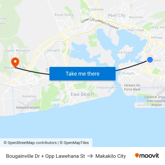 Bougainville Dr + Opp Lawehana St to Makakilo City map
