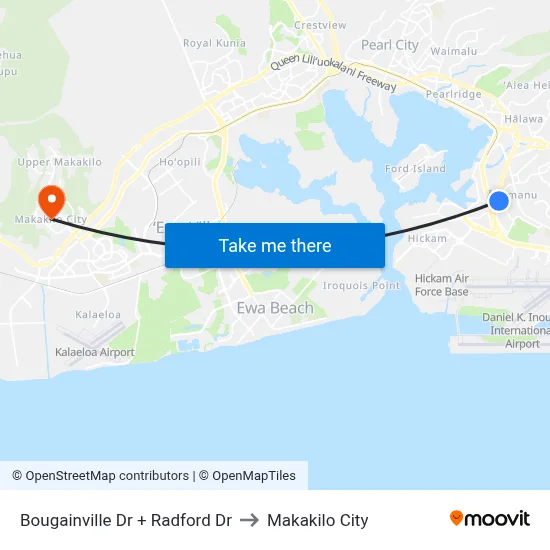 Bougainville Dr + Radford Dr to Makakilo City map