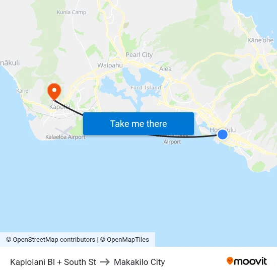 Kapiolani Bl + South St to Makakilo City map