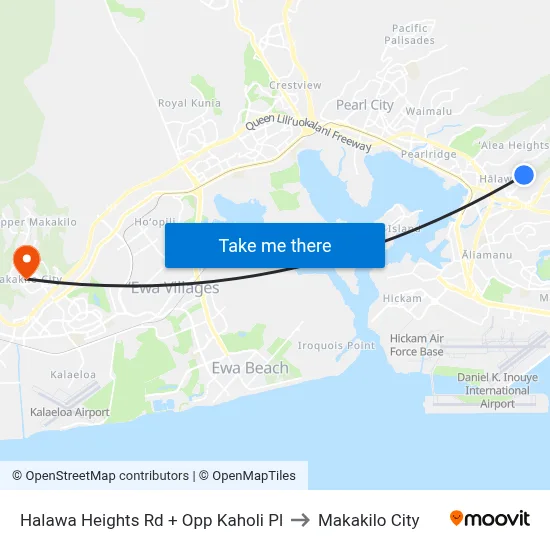 Halawa Heights Rd + Opp Kaholi Pl to Makakilo City map