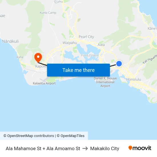 Ala Mahamoe St + Ala Amoamo St to Makakilo City map