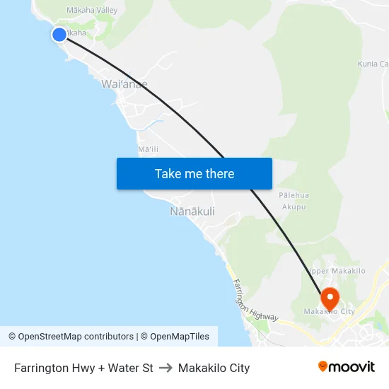 Farrington Hwy + Water St to Makakilo City map