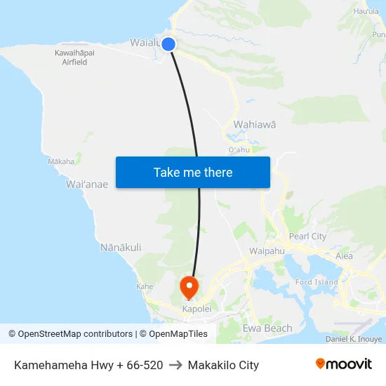 Kamehameha Hwy + 66-520 to Makakilo City map