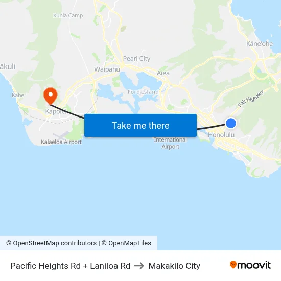 Pacific Heights Rd + Laniloa Rd to Makakilo City map