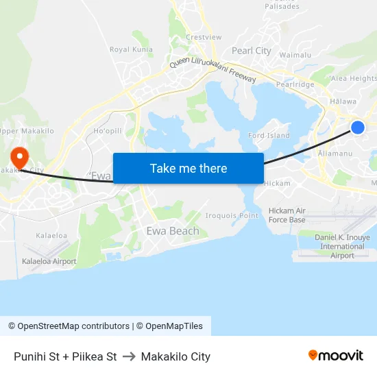 Punihi St + Piikea St to Makakilo City map