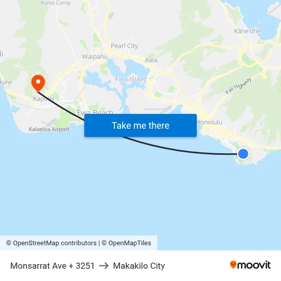 Monsarrat Ave + 3251 to Makakilo City map