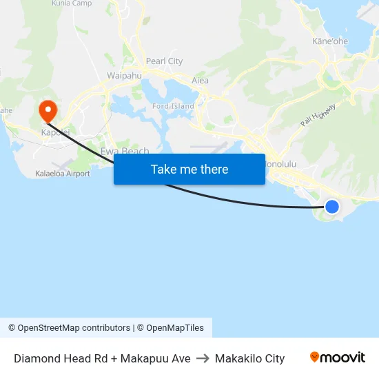 Diamond Head Rd + Makapuu Ave to Makakilo City map