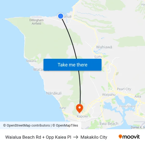 Waialua Beach Rd + Opp Kaiea Pl to Makakilo City map