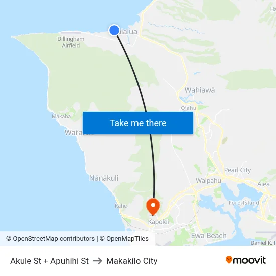 Akule St + Apuhihi St to Makakilo City map