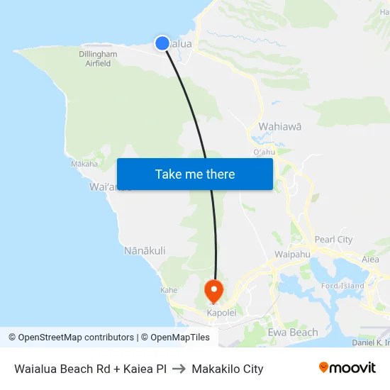 Waialua Beach Rd + Kaiea Pl to Makakilo City map