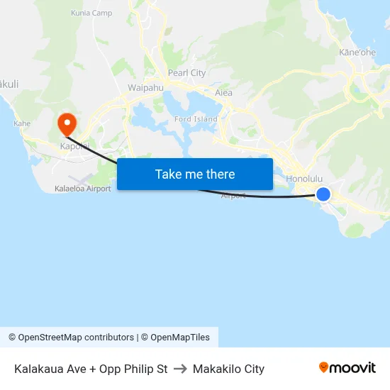 Kalakaua Ave + Opp Philip St to Makakilo City map
