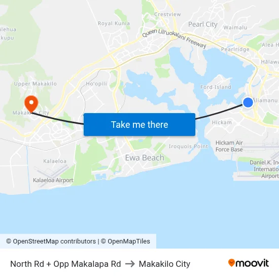 North Rd + Opp Makalapa Rd to Makakilo City map
