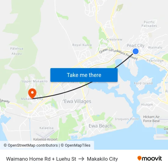 Waimano Home Rd + Luehu St to Makakilo City map