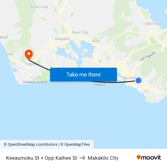 Keeaumoku St + Opp Kaihee St to Makakilo City map