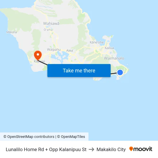Lunalilo Home Rd + Opp Kalanipuu St to Makakilo City map