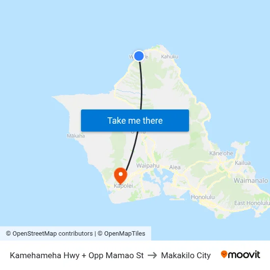 Kamehameha Hwy + Opp Mamao St to Makakilo City map