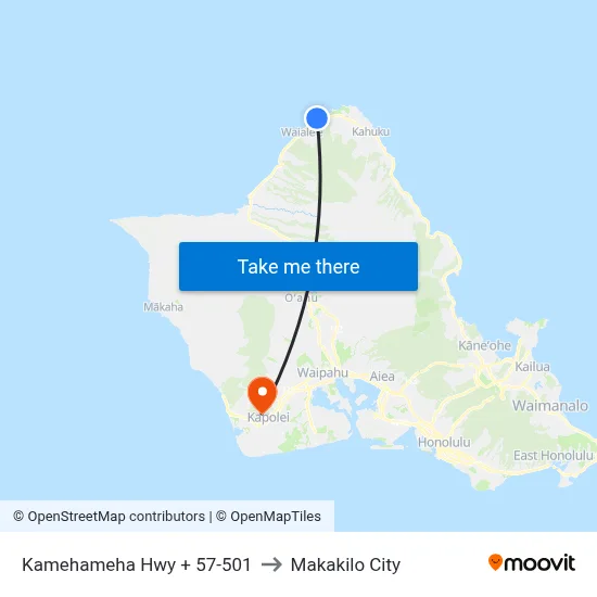 Kamehameha Hwy + 57-501 to Makakilo City map