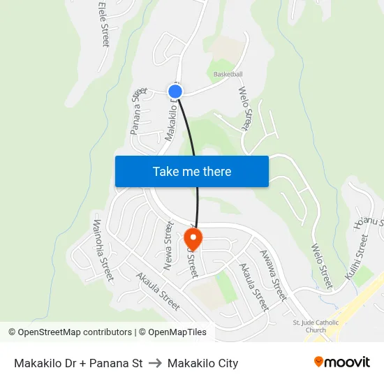 Makakilo Dr + Panana St to Makakilo City map