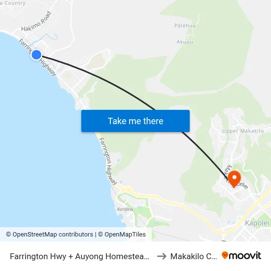 Farrington Hwy + Auyong Homestead Rd to Makakilo City map