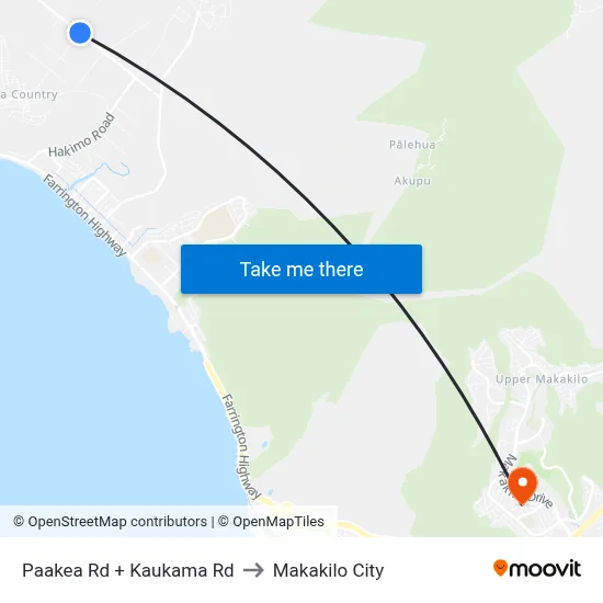 Paakea Rd + Kaukama Rd to Makakilo City map
