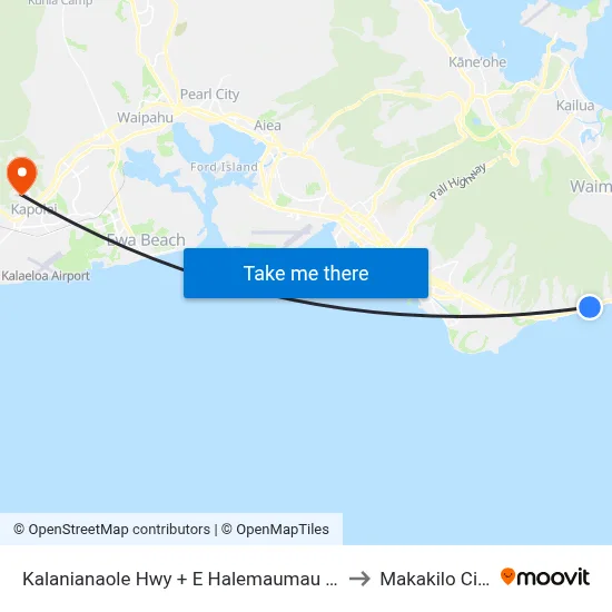 Kalanianaole Hwy + E Halemaumau St to Makakilo City map