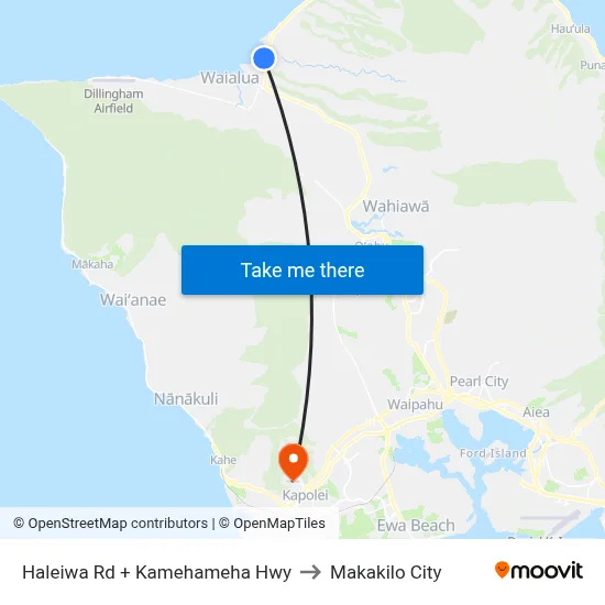 Haleiwa Rd + Kamehameha Hwy to Makakilo City map