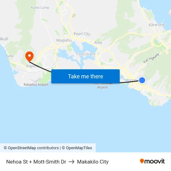 Nehoa St + Mott-Smith Dr to Makakilo City map