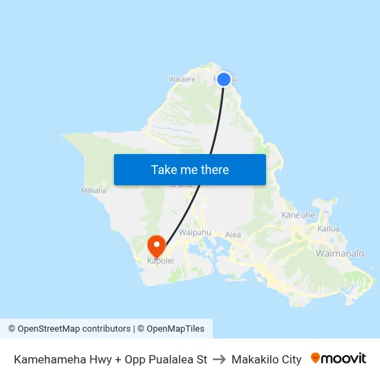 Kamehameha Hwy + Opp Pualalea St to Makakilo City map