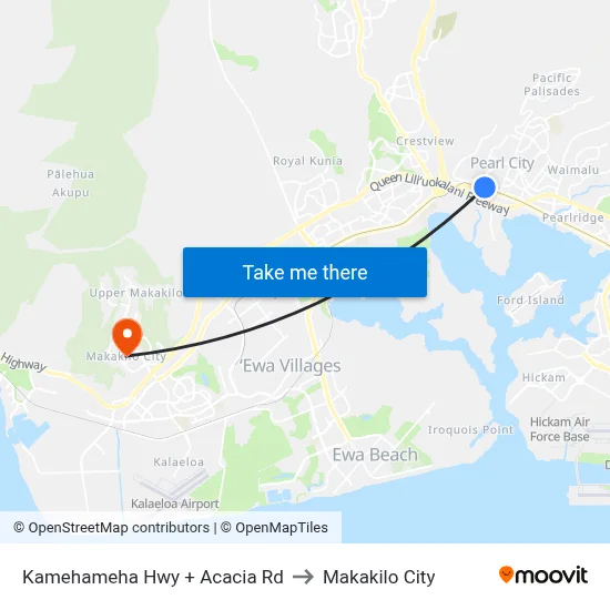 Kamehameha Hwy + Acacia Rd to Makakilo City map