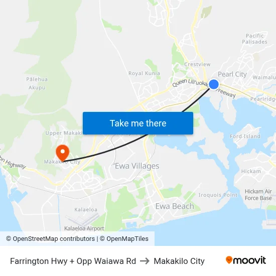 Farrington Hwy + Opp Waiawa Rd to Makakilo City map