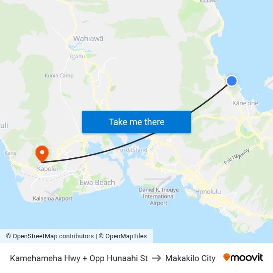 Kamehameha Hwy + Opp Hunaahi St to Makakilo City map