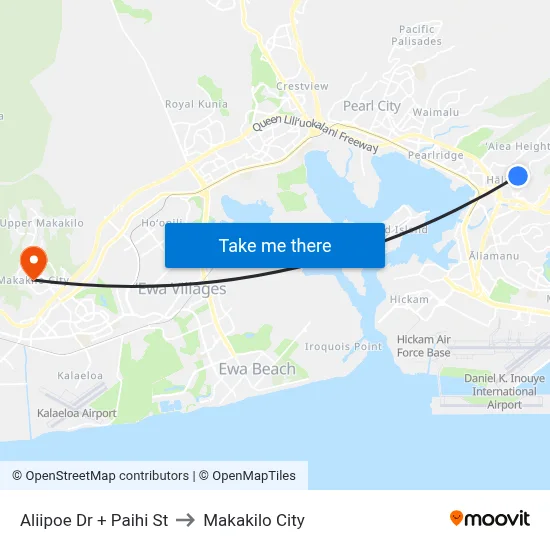 Aliipoe Dr + Paihi St to Makakilo City map