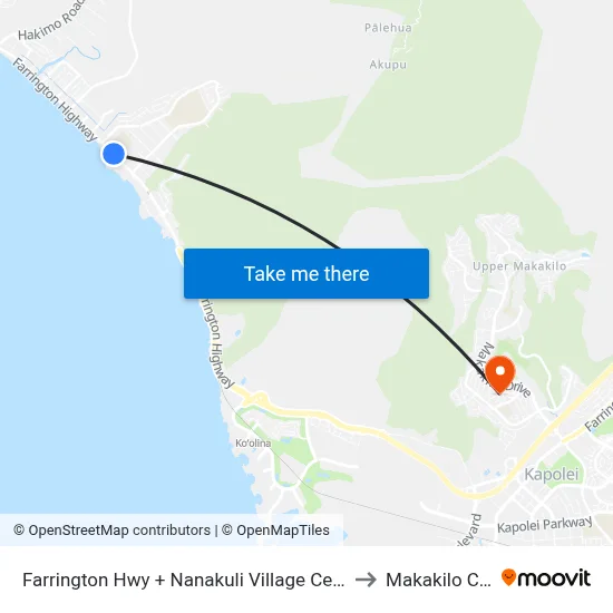Farrington Hwy + Nanakuli Village Center to Makakilo City map