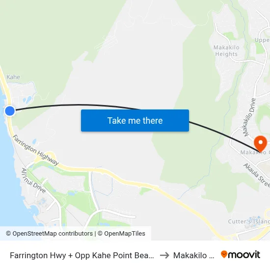Farrington Hwy + Opp Kahe Point Beach Park to Makakilo City map