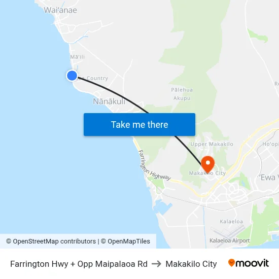 Farrington Hwy + Opp Maipalaoa Rd to Makakilo City map