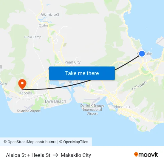 Alaloa St + Heeia St to Makakilo City map