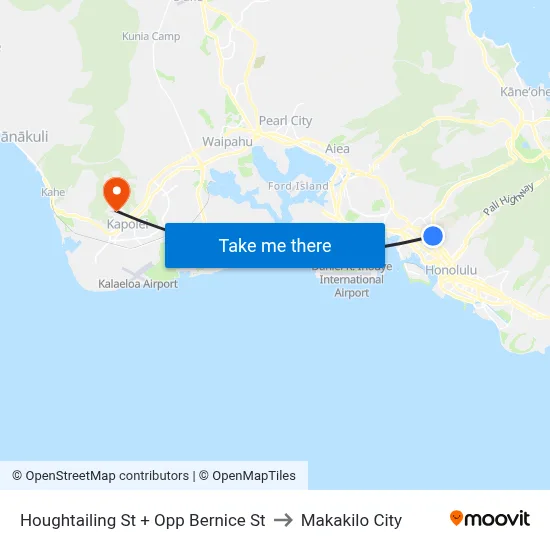 Houghtailing St + Opp Bernice St to Makakilo City map