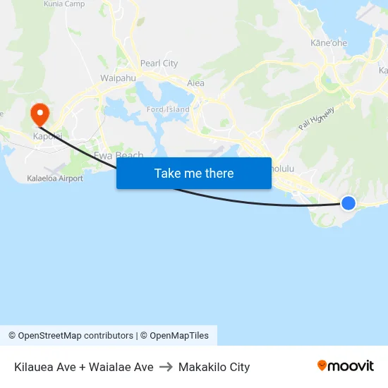 Kilauea Ave + Waialae Ave to Makakilo City map