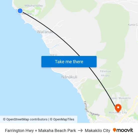 Farrington Hwy + Makaha Beach Park to Makakilo City map