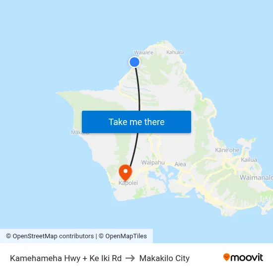 Kamehameha Hwy + Ke Iki Rd to Makakilo City map