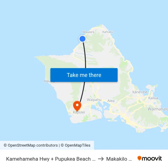 Kamehameha Hwy + Pupukea Beach Park to Makakilo City map
